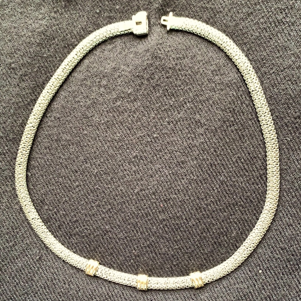 Choker, Sterling silver 925 with 14 karat gold accents made in Italy. 18 inch